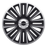AutoStyle 4-Delige Wieldoppenset Quadro Pro 16-inch zilver/zwart + chroom ring