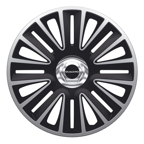 AutoStyle AutoStyle 4-Delige Wieldoppenset Quadro Pro 16-inch zilver/zwart + chroom ring
