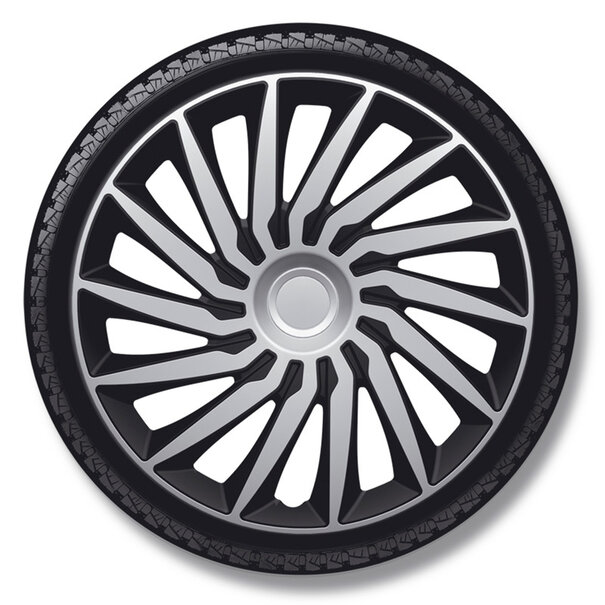 AutoStyle AutoStyle 4-Delige Wieldoppenset Kendo 16-inch zilver/zwart