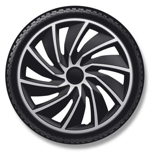 AutoStyle 4-Delige Wieldoppenset Turbo 13-inch zilver/zwart