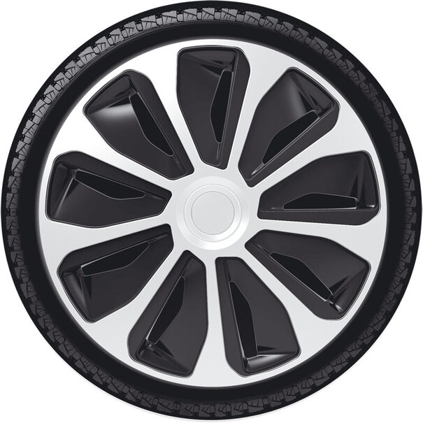 AutoStyle AutoStyle 4-Delige Wieldoppenset Platin 14-inch zilver/zwart