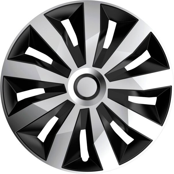 AutoStyle AutoStyle 4-Delige Wieldoppenset Penta 15-inch zilver/zwart