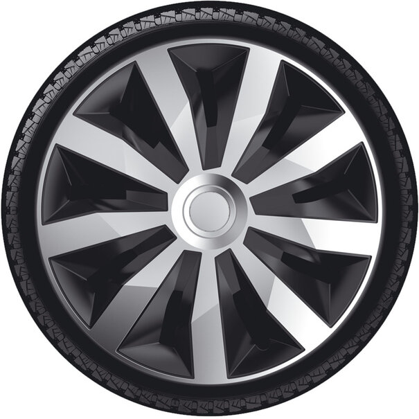 AutoStyle AutoStyle 4-Delige Wieldoppenset Penta 14-inch zilver/zwart
