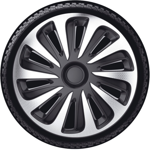 AutoStyle 4-Delige Wieldoppenset Caliber 17-inch zilver/zwart carbon-look