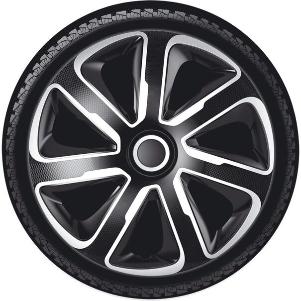 AutoStyle 4-Delige Wieldoppenset Livorno 16-inch zilver/zwart carbon-look