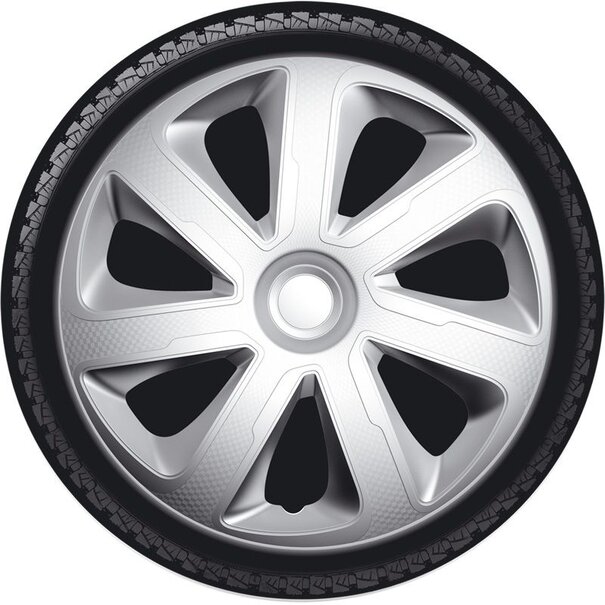 AutoStyle 4-Delige Wieldoppenset Livorno 16-inch zilver carbon-look