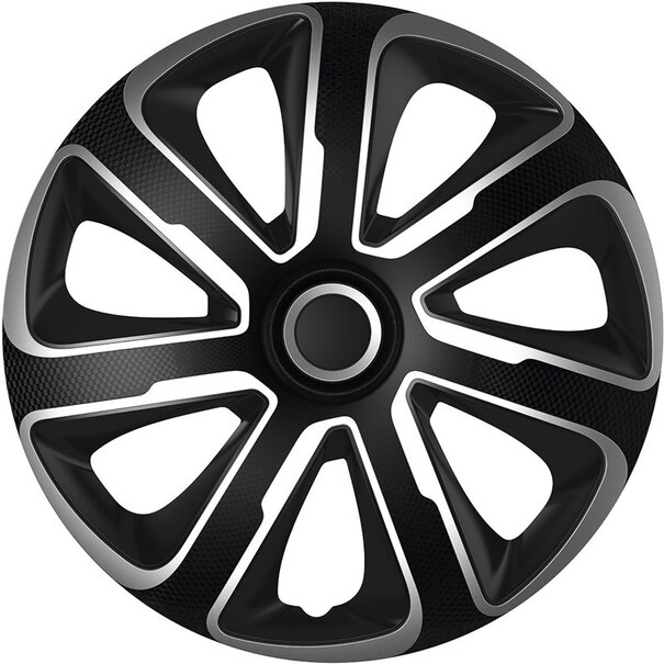 AutoStyle 4-Delige Wieldoppenset Livorno 14-inch zilver/zwart carbon-look