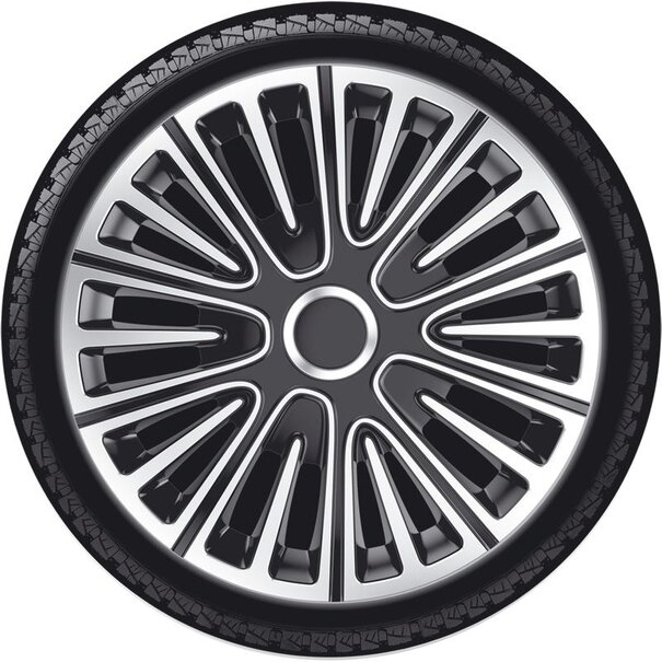 AutoStyle AutoStyle 4-Delige Wieldoppenset Motion 13-inch zilver/zwart