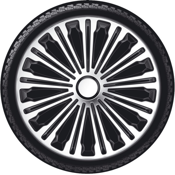 AutoStyle 4-Delige Wieldoppenset Volante 17-inch zilver/zwart