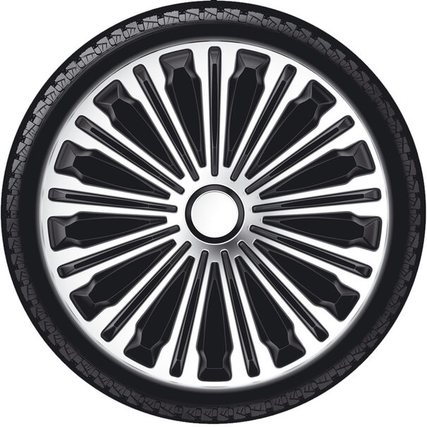 AutoStyle AutoStyle 4-Delige Wieldoppenset Volante 17-inch zilver/zwart