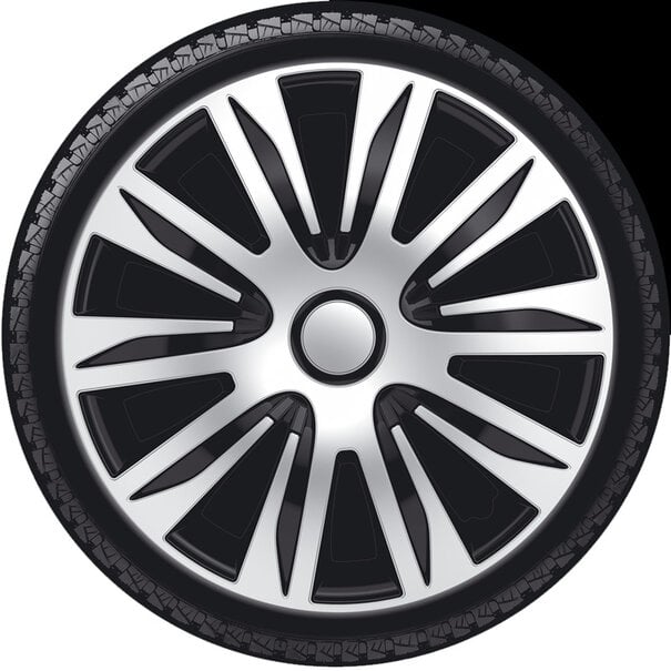 AutoStyle 4-Delige Wieldoppenset Nardo 15-inch zilver/zwart