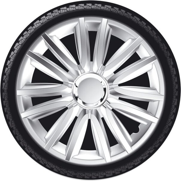 AutoStyle 4-Delige Wieldoppenset Intenso Pro 16-inch zilver + chroom ring