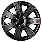 4-Delige Wieldoppenset VR 16-inch zwart/carbon-look/logo