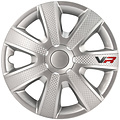 AutoStyle 4-Delige Wieldoppenset VR 15-inch zilver/carbon-look/logo