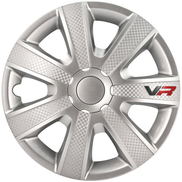 AutoStyle AutoStyle 4-Delige Wieldoppenset VR 14-inch zilver/carbon-look/logo