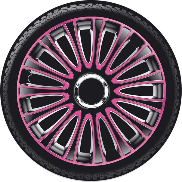 AutoStyle 4-Delige Wieldoppenset LeMans 17-inch zwart/roze