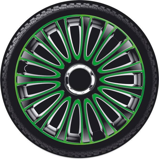 AutoStyle 4-Delige Wieldoppenset LeMans 15-inch zwart/groen