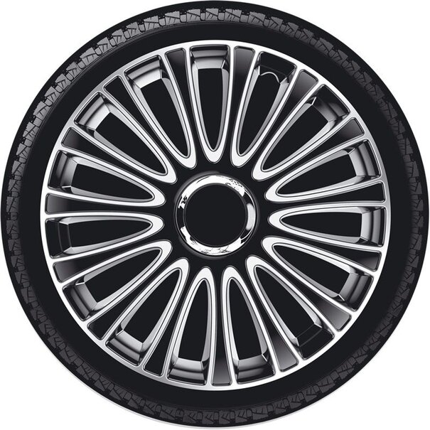 AutoStyle AutoStyle 4-Delige Wieldoppenset LeMans 15-inch zwart/zilver