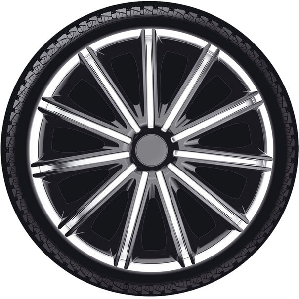 AutoStyle 4-Delige Wieldoppenset Nero 18-inch zilver/zwart