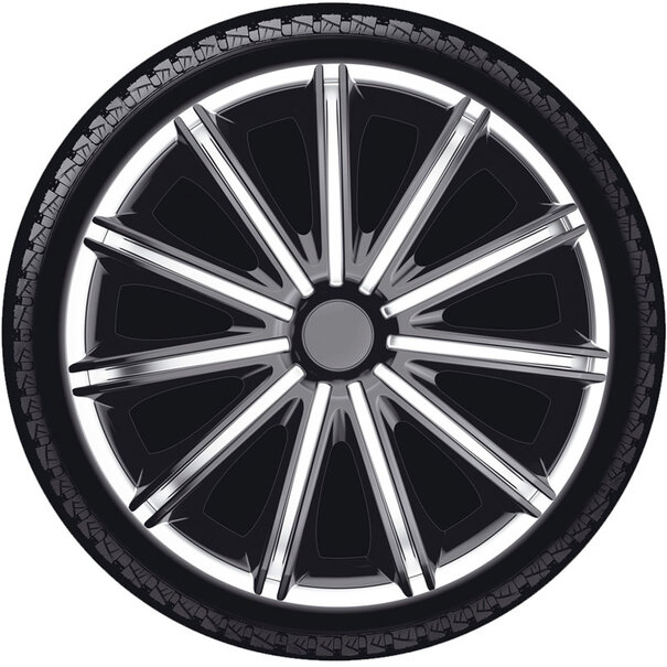AutoStyle AutoStyle 4-Delige Wieldoppenset Nero 18-inch zilver/zwart