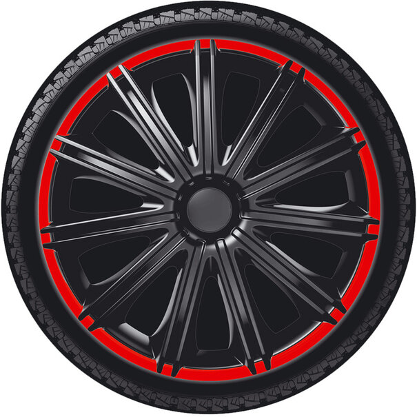 AutoStyle AutoStyle 4-Delige Wieldoppenset Nero R 16-inch zwart/rood