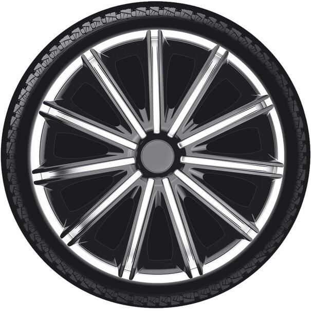 AutoStyle AutoStyle 4-Delige Wieldoppenset Nero 15-inch zilver/zwart