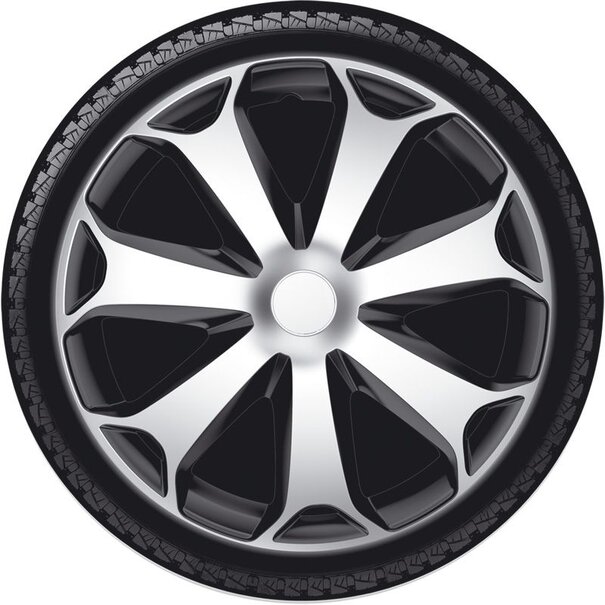 AutoStyle AutoStyle 4-Delige Wieldoppenset Mega 16-inch zilver/zwart