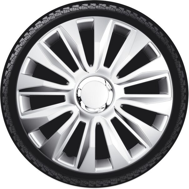 AutoStyle AutoStyle 4-Delige Wieldoppenset Avalone Pro 16-inch zilver + chroom ring
