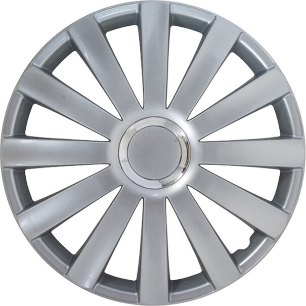 AutoStyle AutoStyle 4-Delige Wieldoppenset Spyder 15-inch zilver + chroom ring