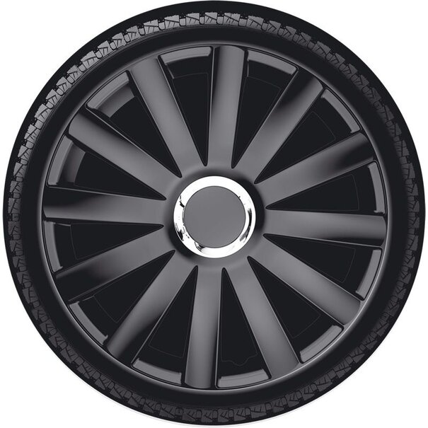 AutoStyle AutoStyle 4-Delige Wieldoppenset Spyder 13-inch zwart + chroom ring
