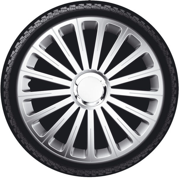 AutoStyle AutoStyle 4-Delige Wieldoppenset Radical 15-inch zilver + chroom ring