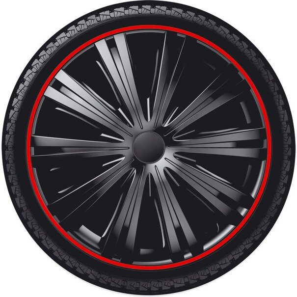 AutoStyle AutoStyle 4-Delige Wieldoppenset Giga R 13-inch zwart/rood