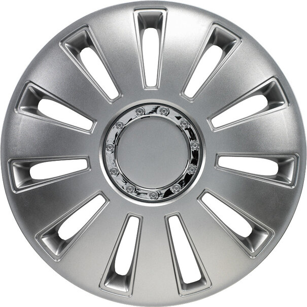 AutoStyle AutoStyle 4-Delige Wieldoppenset Silverstone Pro 17-inch zilver + chroom ring