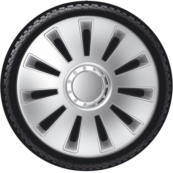 AutoStyle AutoStyle 4-Delige Wieldoppenset Silverstone Pro 17-inch zilver + chroom ring