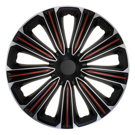 4-Delige J-Tec Wieldoppenset Rosso 14-inch zilver/zwart/rood