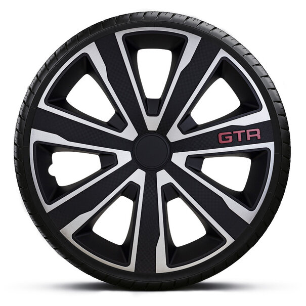 J-Tec 4-Delige J-Tec Wieldoppenset GTR Carbon 16-inch zilver/zwart