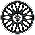J-Tec 4-Delige J-Tec Wieldoppenset Orden R 15-inch zwart/zilver + chroom ring