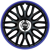 4-Delige J-Tec Wieldoppenset Orden R 15-inch zwart/blauw + chroom ring