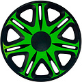 J-Tec 4-Delige J-Tec Wieldoppenset Nascar 16-inch zwart/groen