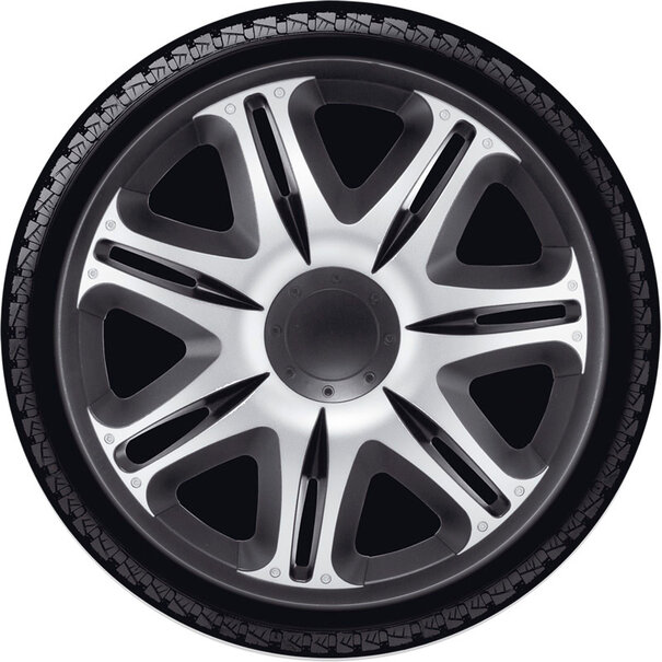 J-Tec 4-Delige J-Tec Wieldoppenset Nascar 15-inch zilver/zwart