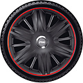 J-Tec 4-Delige J-Tec Wieldoppenset Maximus GTR 14-inch zwart/rood + chroom ring