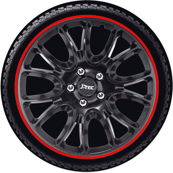 J-Tec 4-Delige J-Tec Wieldoppenset Hero GTR 16-inch zwart/rode rand