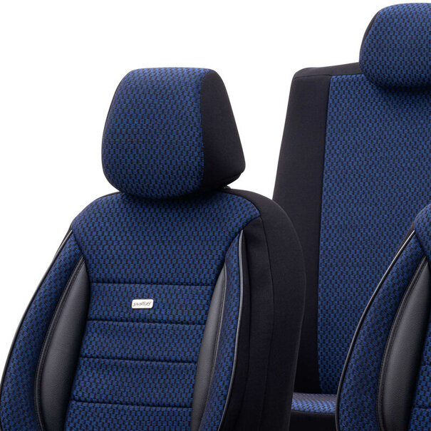 otoM Universele Stoffen Stoelhoezenset 'SelectedFit Sports' Zwart/Blauw - 11-delig - geschikt voor Side-Airbags