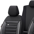 otoM Universele Stoffen Stoelhoezenset 'Prestige' Zwart/Antraciet + Witte rand - 11-delig - geschikt voor Side-Airbags