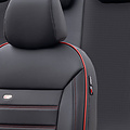 otoM otoM Universele Volleder Stoelhoezenset 'Premium' Zwart + Rode rand - 11-delig - geschikt voor Side-Airbags