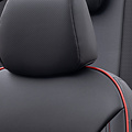 otoM Universele Volleder Stoelhoezenset 'Premium' Zwart + Rode rand - 11-delig - geschikt voor Side-Airbags