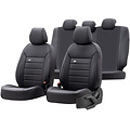 otoM Universele Volleder Stoelhoezenset 'Premium' Zwart - 11-delig - geschikt voor Side-Airbags