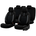 otoM Universele Stoffen/Leder Stoelhoezenset 'Limited' Zwart + Blauwe stiksels - 11-delig - geschikt voor Side-Airbags