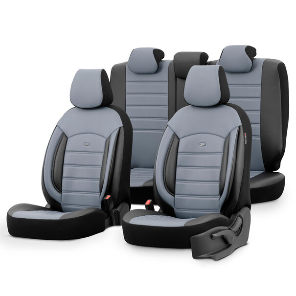 otoM otoM Universele Volleder Stoelhoezenset 'Inspire' Zwart/Grijs - 11-delig - geschikt voor Side-Airbags