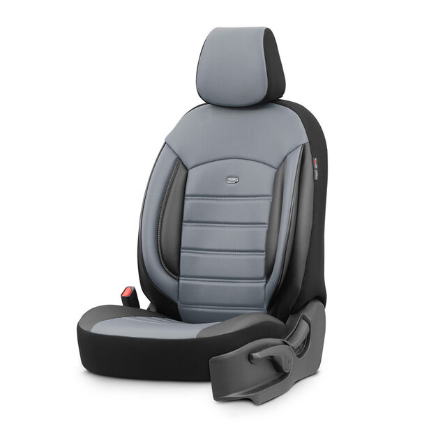 otoM Universele Volleder Stoelhoezenset 'Inspire' Zwart/Grijs - 11-delig - geschikt voor Side-Airbags
